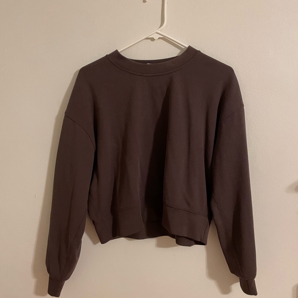 Lululemon softsreme ribbed perfectly oversized cropped crew in espresso